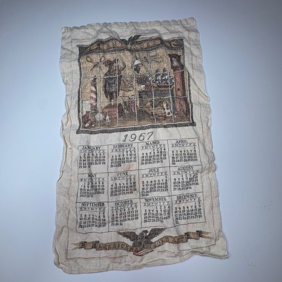 Lot of 3 Vintage Linen Calendar Tea Towels 1969 1973 1976 Grannycore Farmhouse - Picture 4 of 4